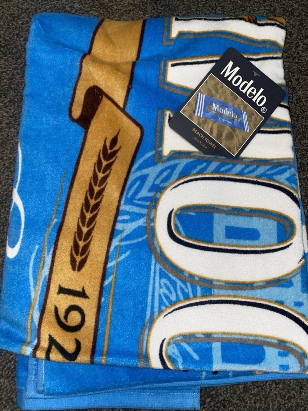 ModelCo Blue & Gold Striped Beach Towel